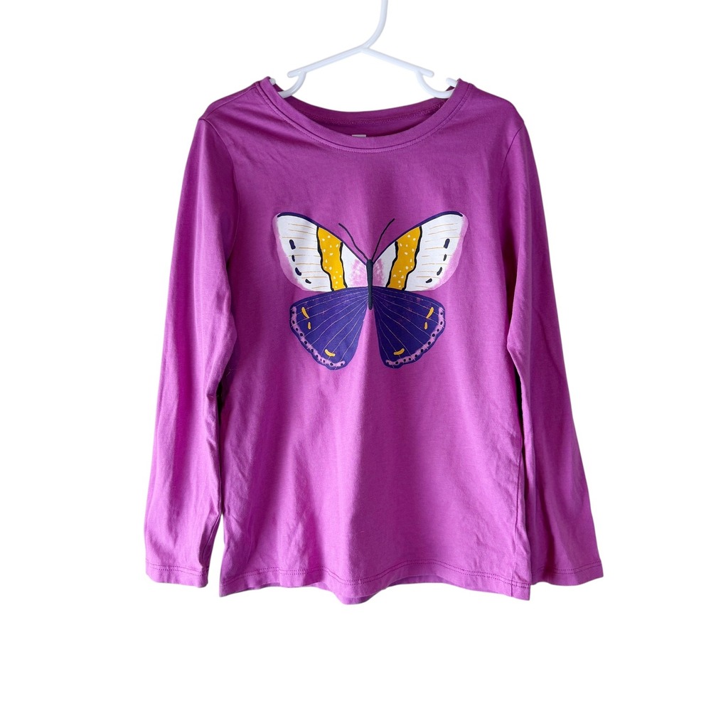 Tea Collection Girls‎ Purple Butterfly Graphic Long Sleeve Cotton Tee Shirt Sz 8